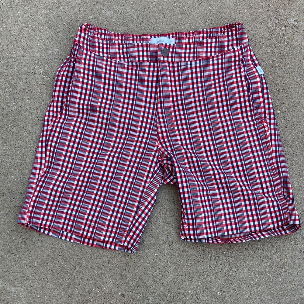 🍄Onia Calder Gingham Red Plaid SwimTrunk